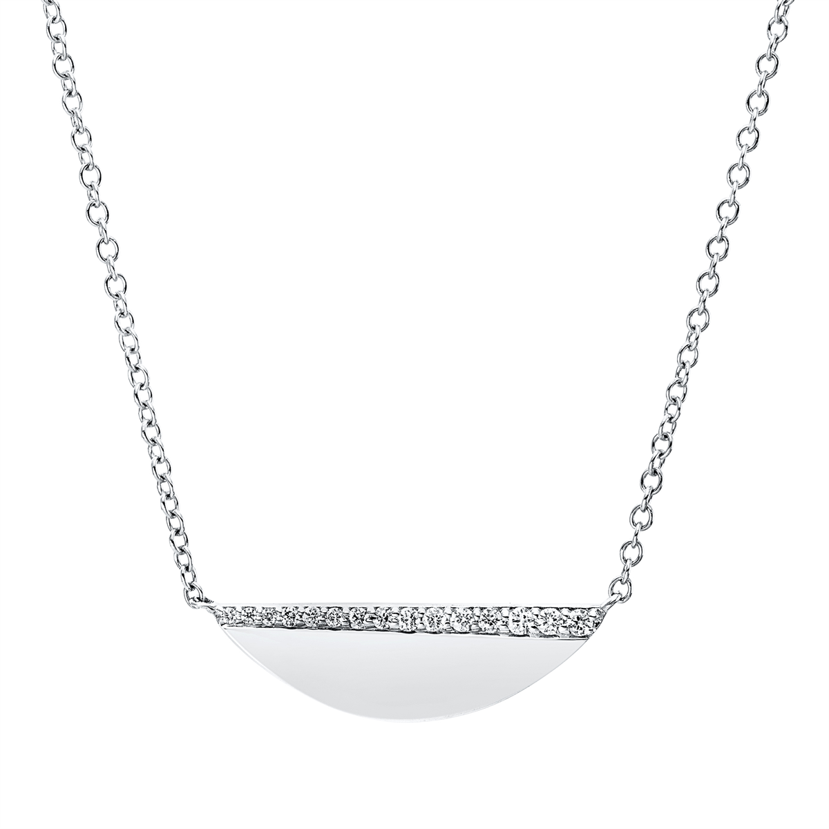 diamond full cut  modern woman necklace in white gold