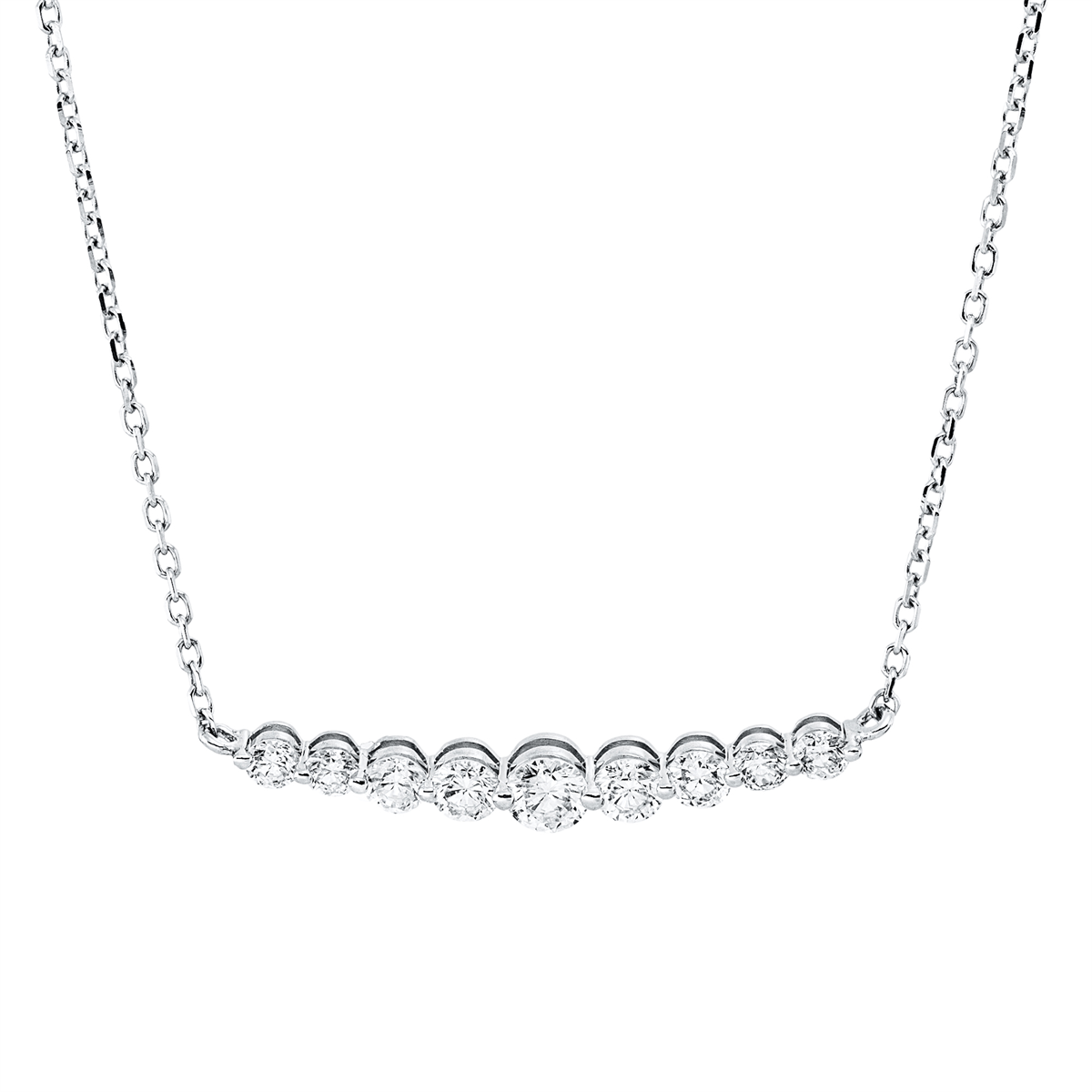 diamond full cut  modern woman necklace in white gold