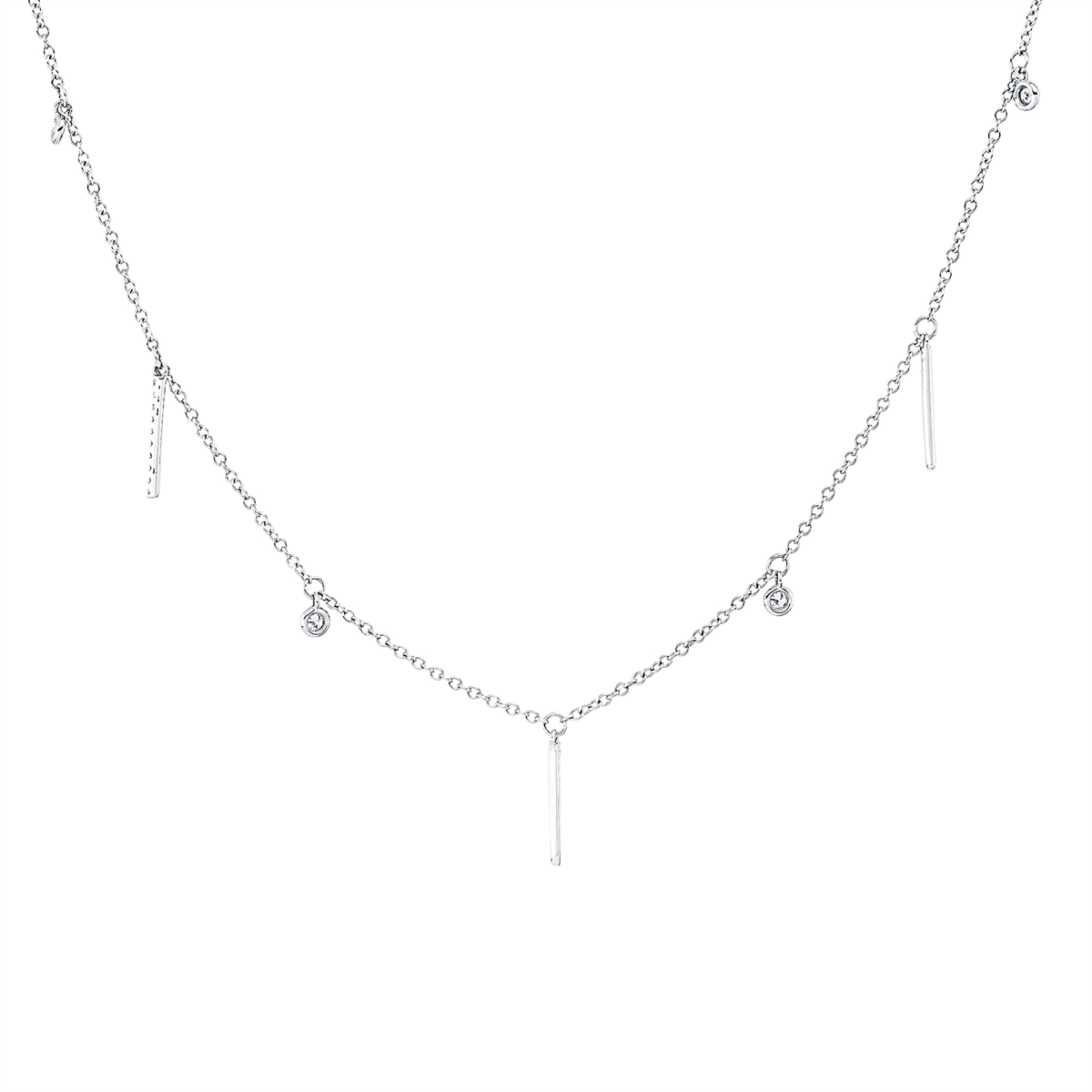 diamond single cut  modern woman necklace in white gold