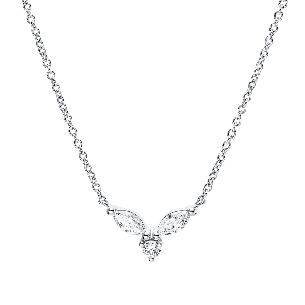marquise  modern woman necklace in white gold
