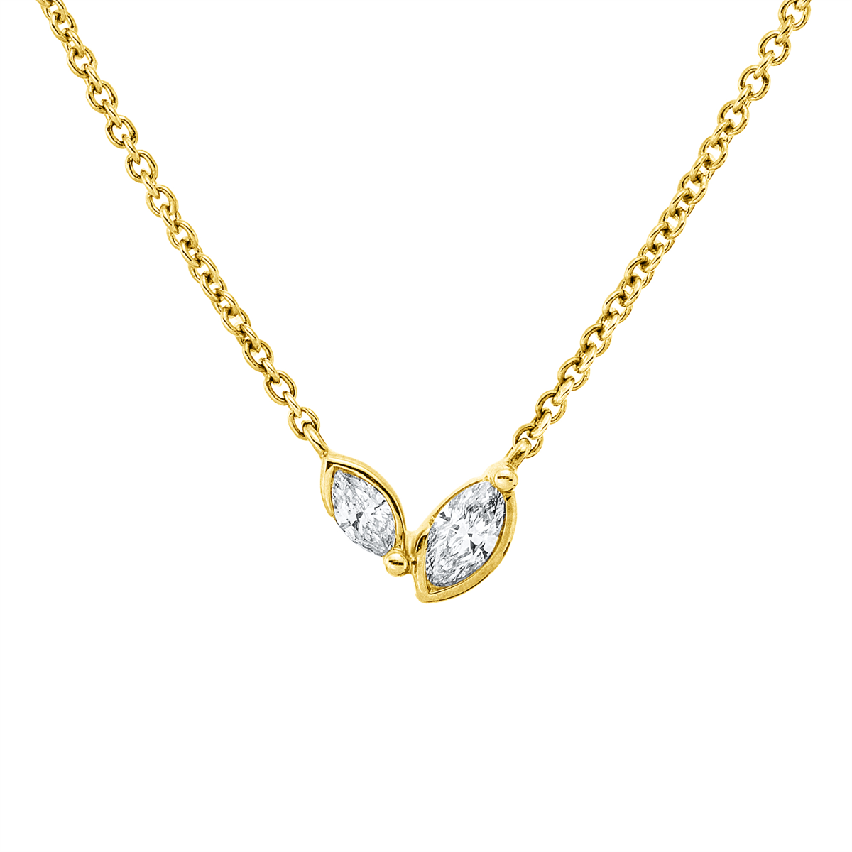 marquise  modern woman necklace in yellow gold