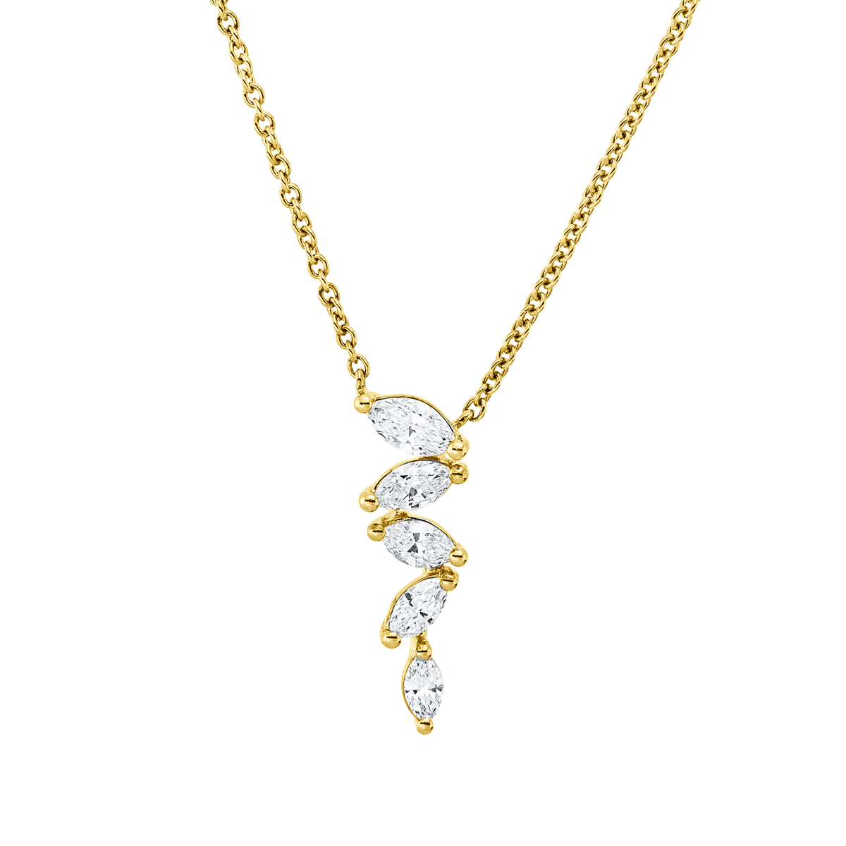marquise  modern woman necklace in yellow gold