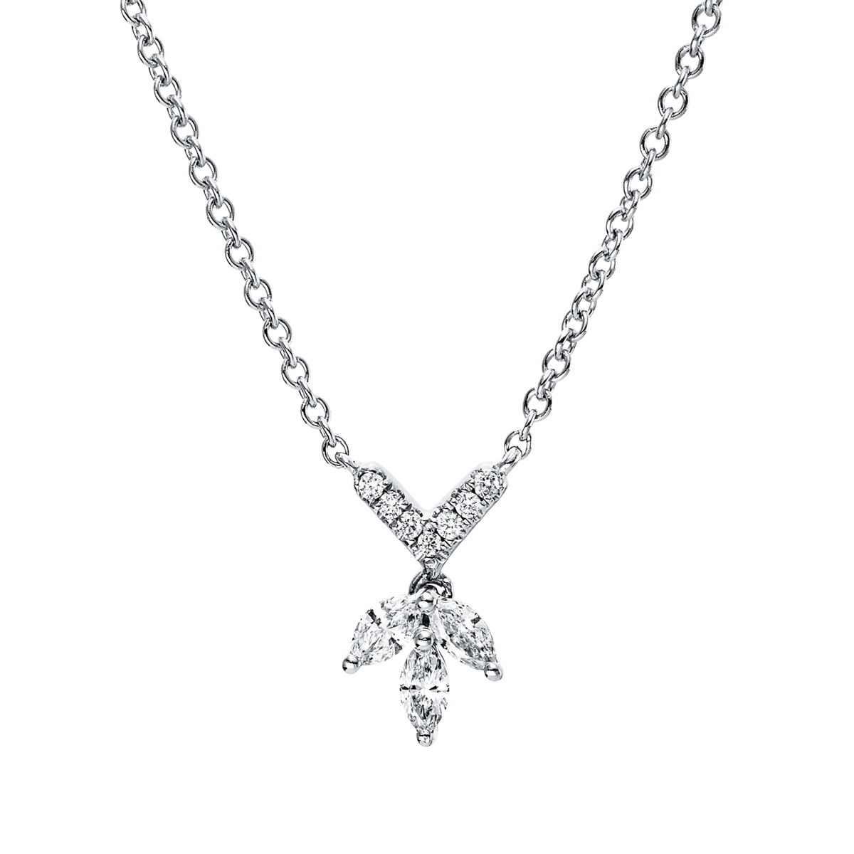 diamond full cut  modern woman necklace in white gold