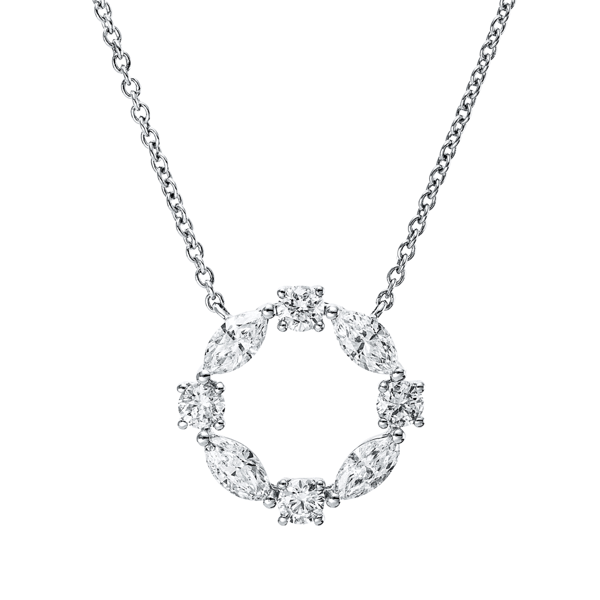 marquise  modern woman necklace in white gold