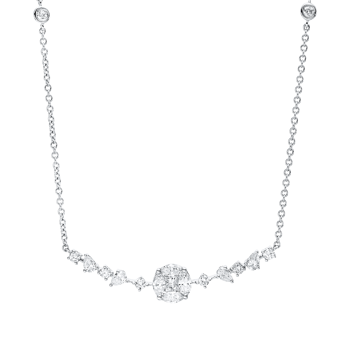 princess  illusion classic necklace in white gold