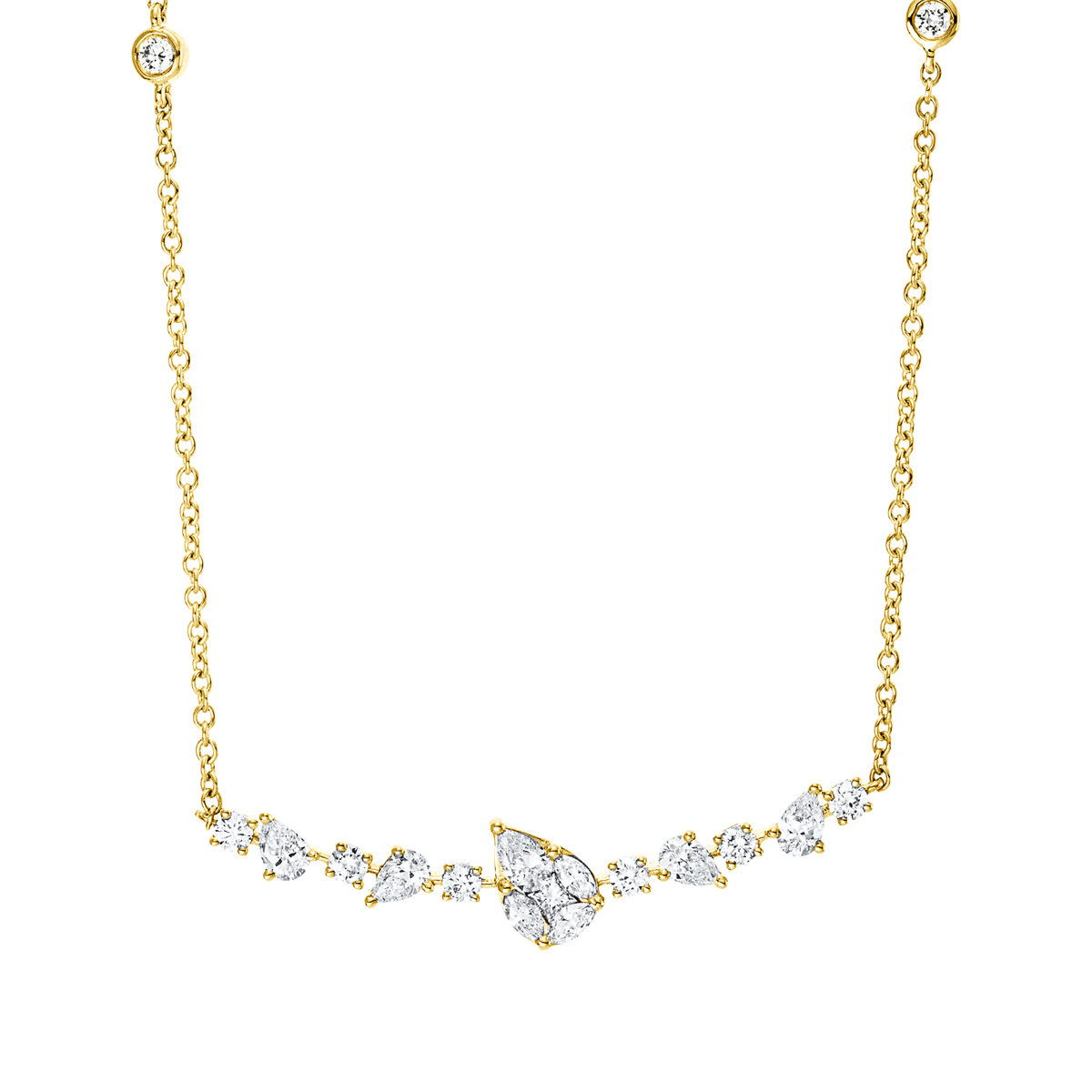 princess  illusion classic necklace in yellow gold