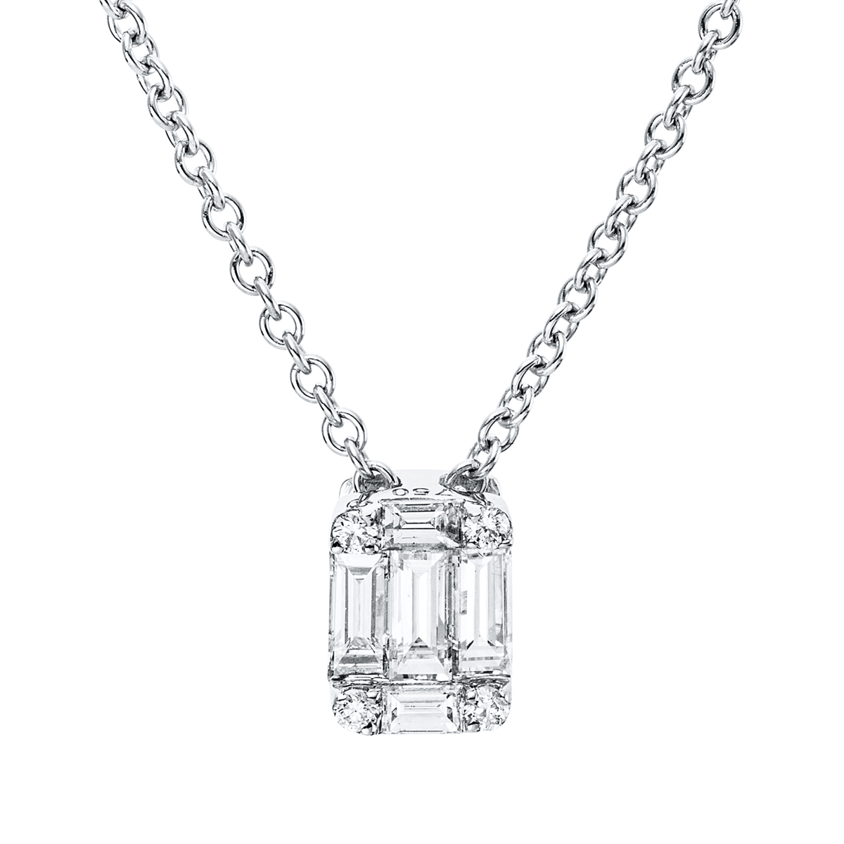 baguette  baguette illusion necklace in white gold