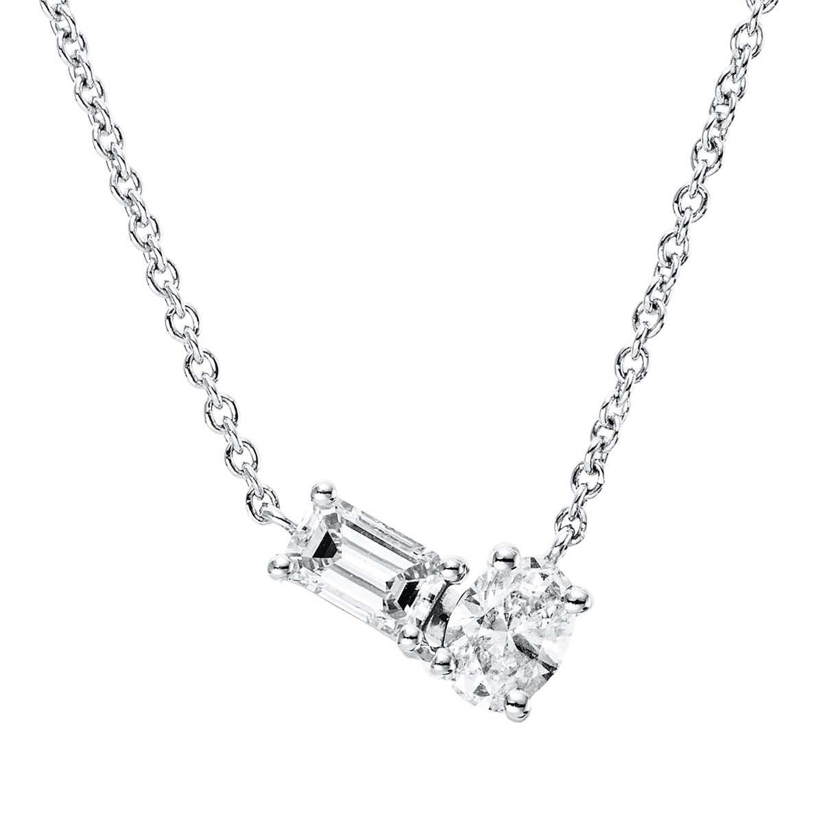 oval  modern woman necklace in white gold