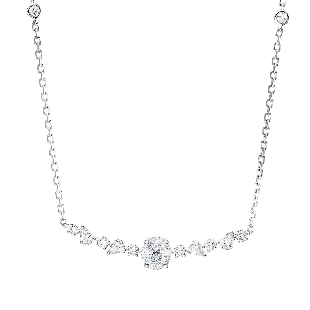 princess  modern woman necklace in white gold