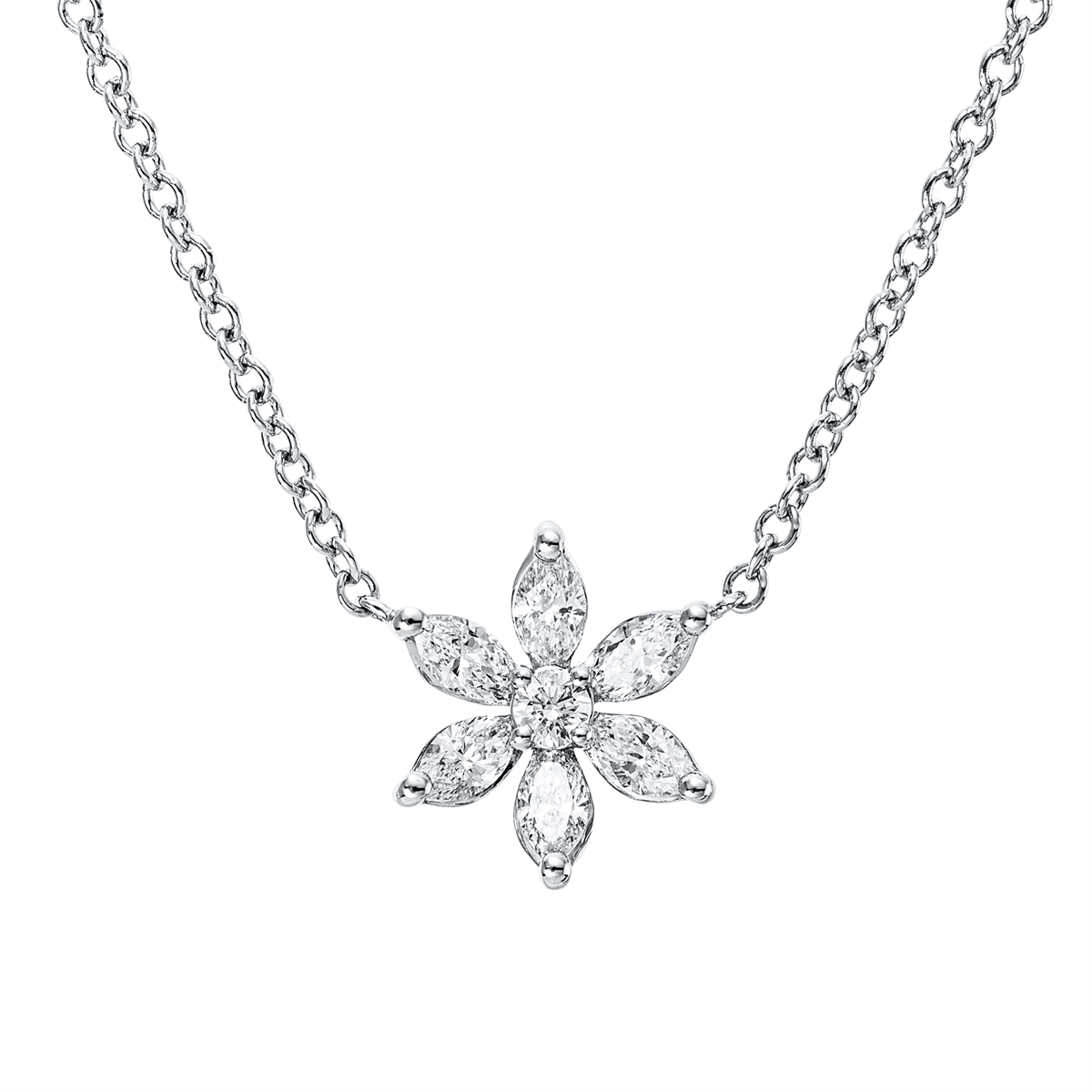 marquise  modern woman necklace in white gold