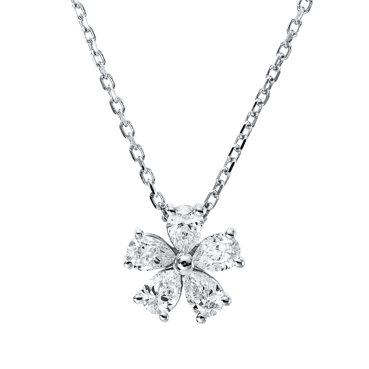 pear shape  modern woman necklace in white gold