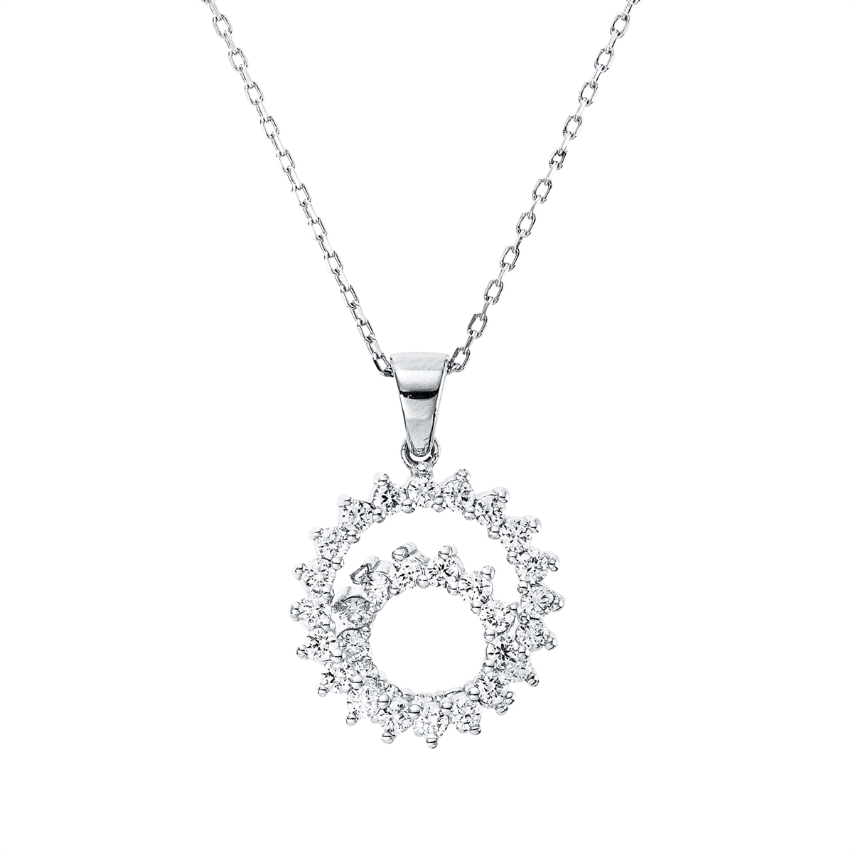 diamond full cut  modern woman necklace in white gold