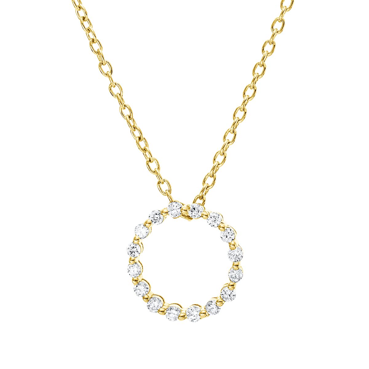 diamond full cut  modern woman necklace in yellow gold