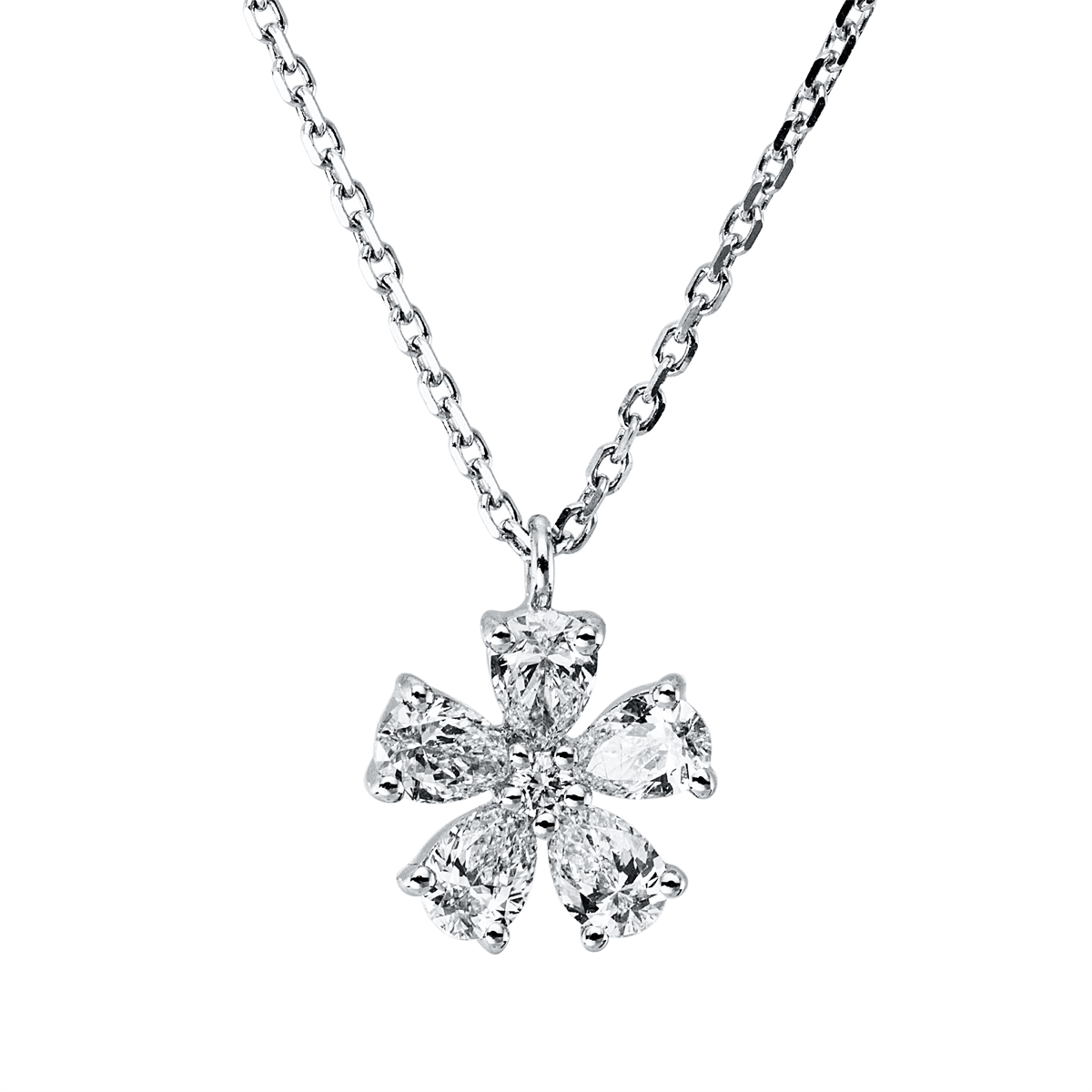 diamond full cut  modern woman necklace in white gold
