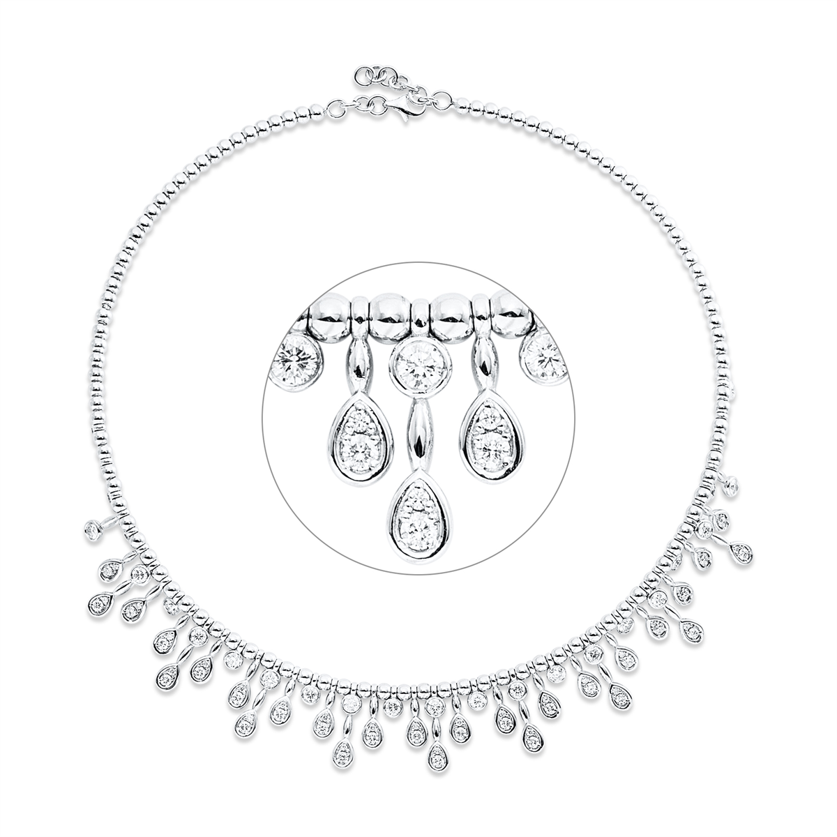 diamond full cut  exclusive necklace in white gold