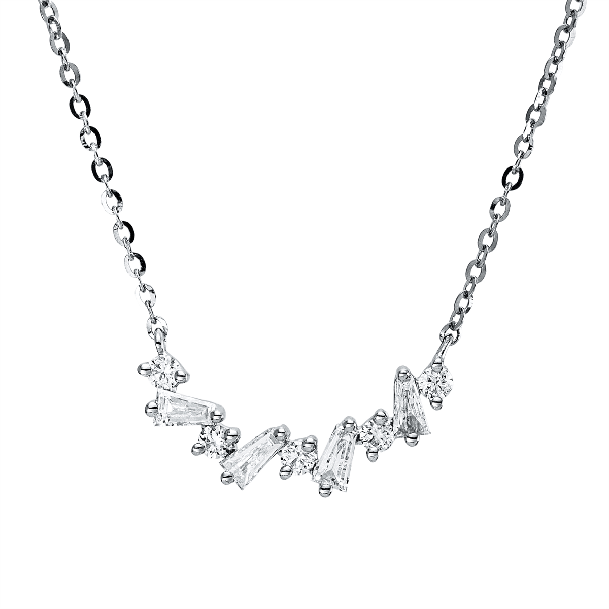 diamond full cut  baguette necklace in white gold