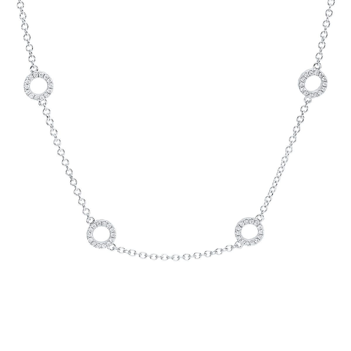 diamond full cut  modern woman necklace in white gold