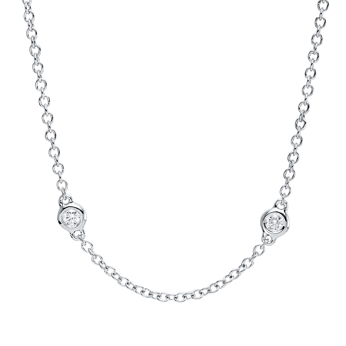 diamond full cut  modern woman necklace in white gold