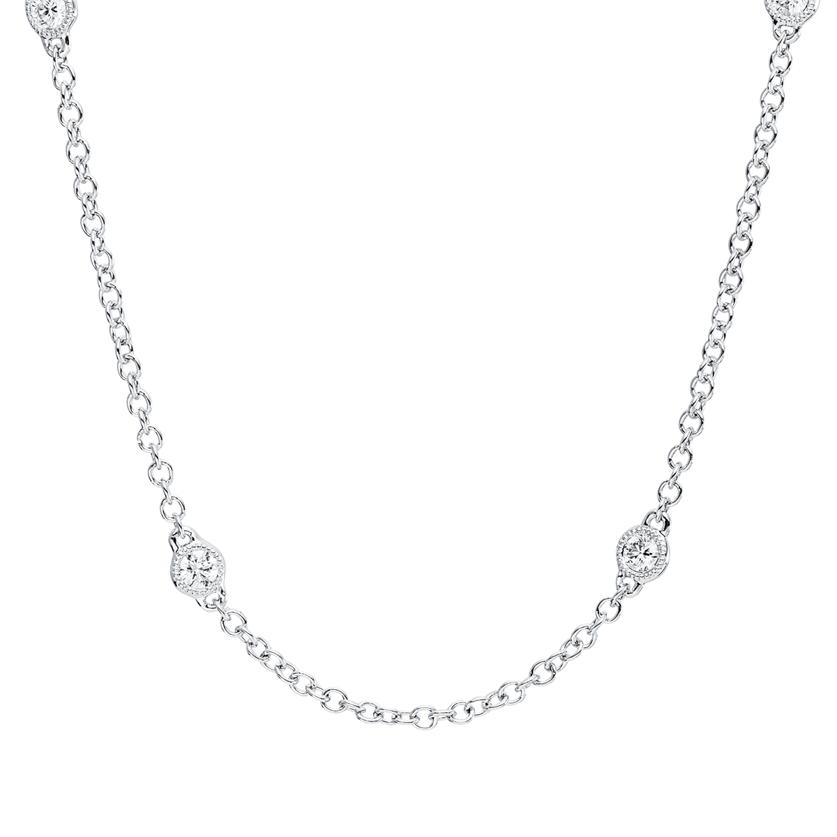 diamond full cut  modern woman necklace in white gold