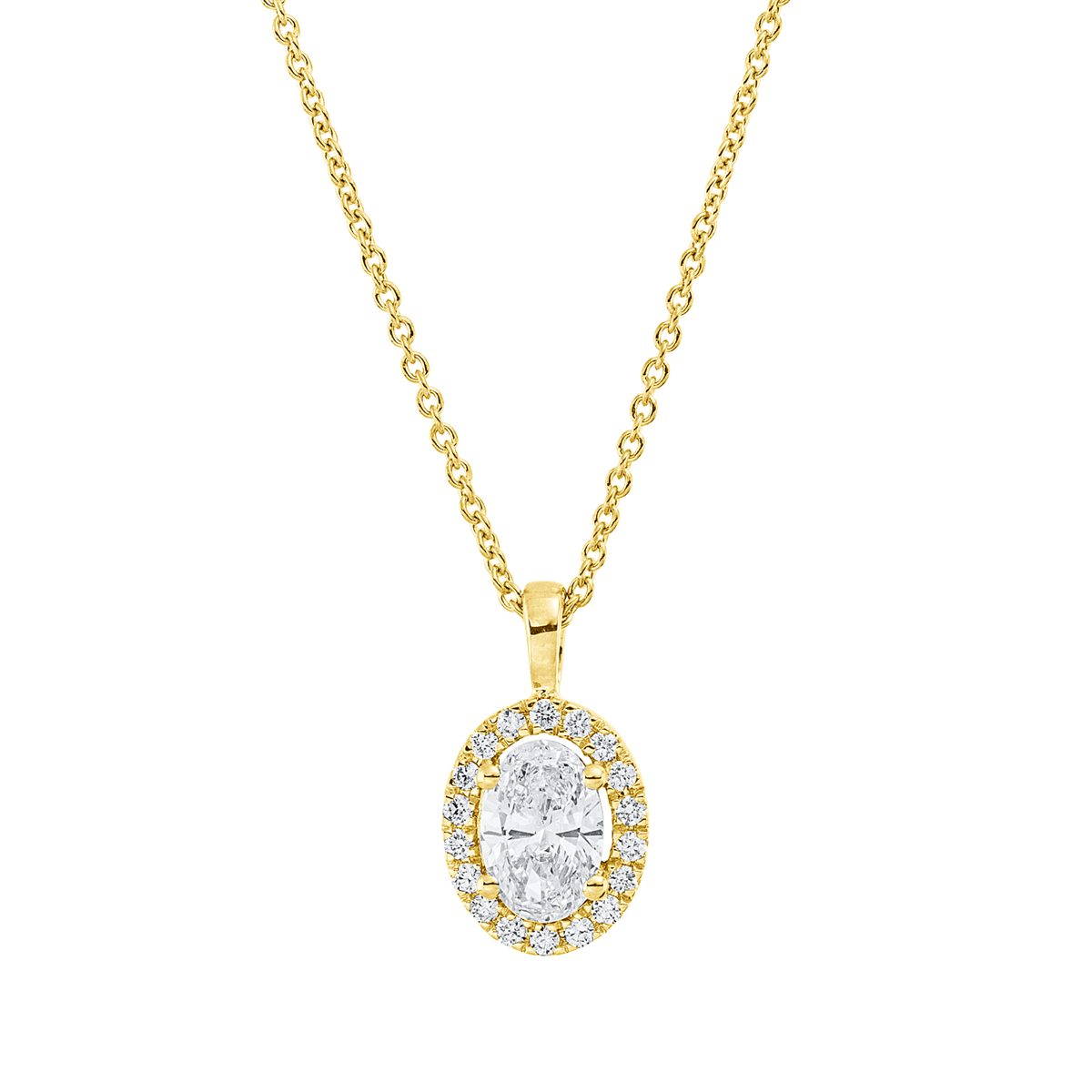diamond full cut  illusion classic necklace in yellow gold