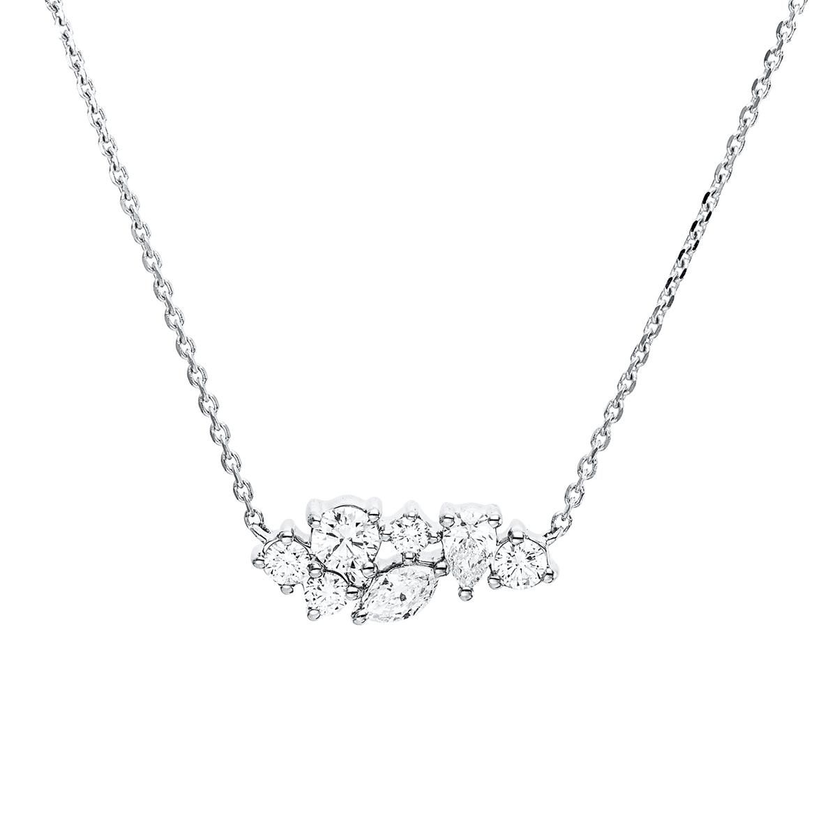 diamond full cut  modern woman necklace in white gold