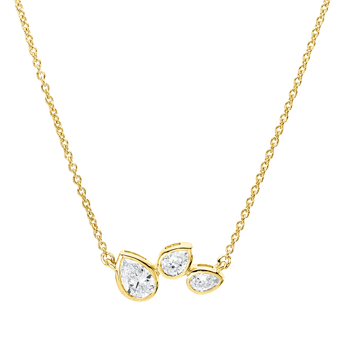 pear shape  modern woman necklace in yellow gold