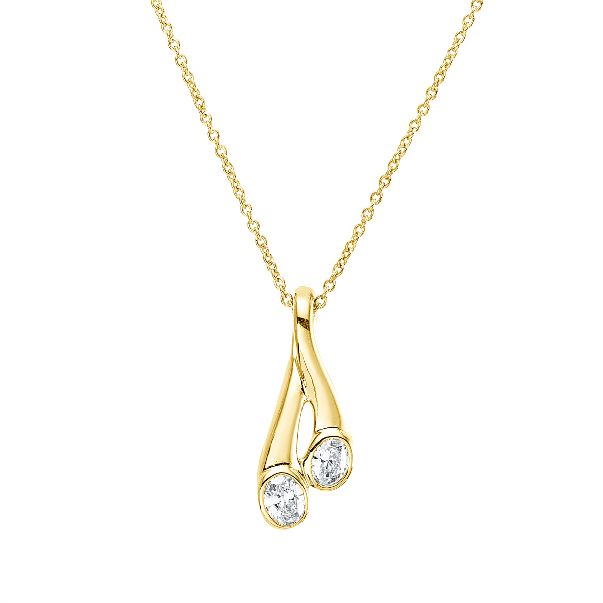 oval  modern woman necklace in yellow gold