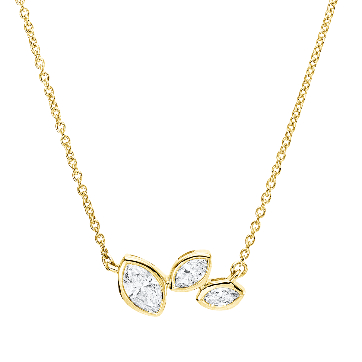 marquise  modern woman necklace in yellow gold