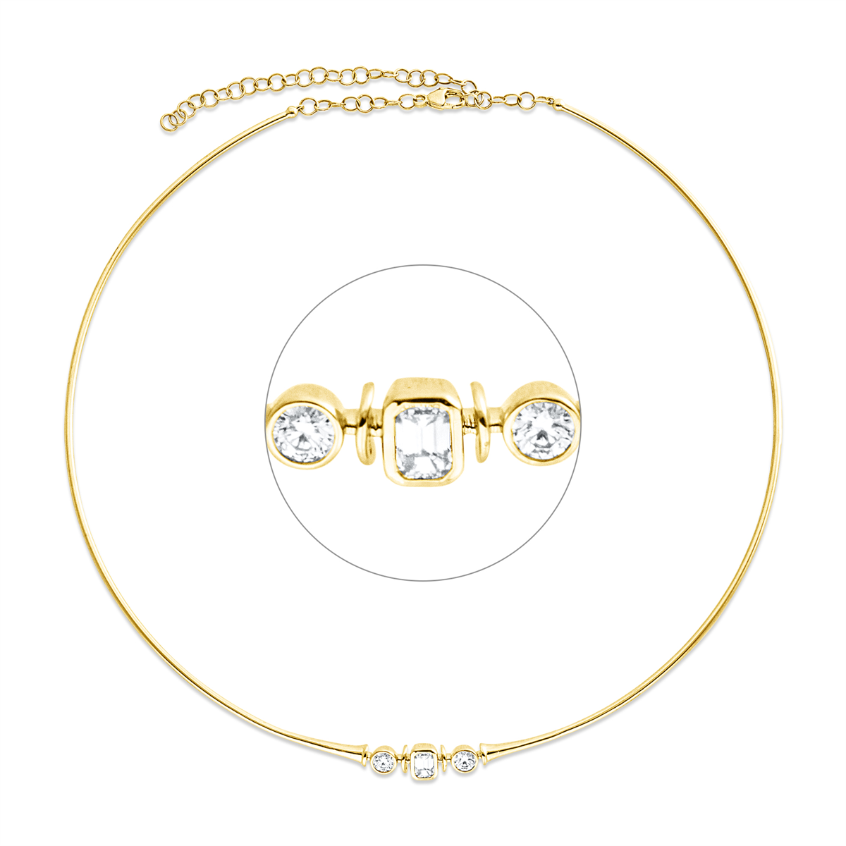 diamond full cut  baguette necklace in yellow gold