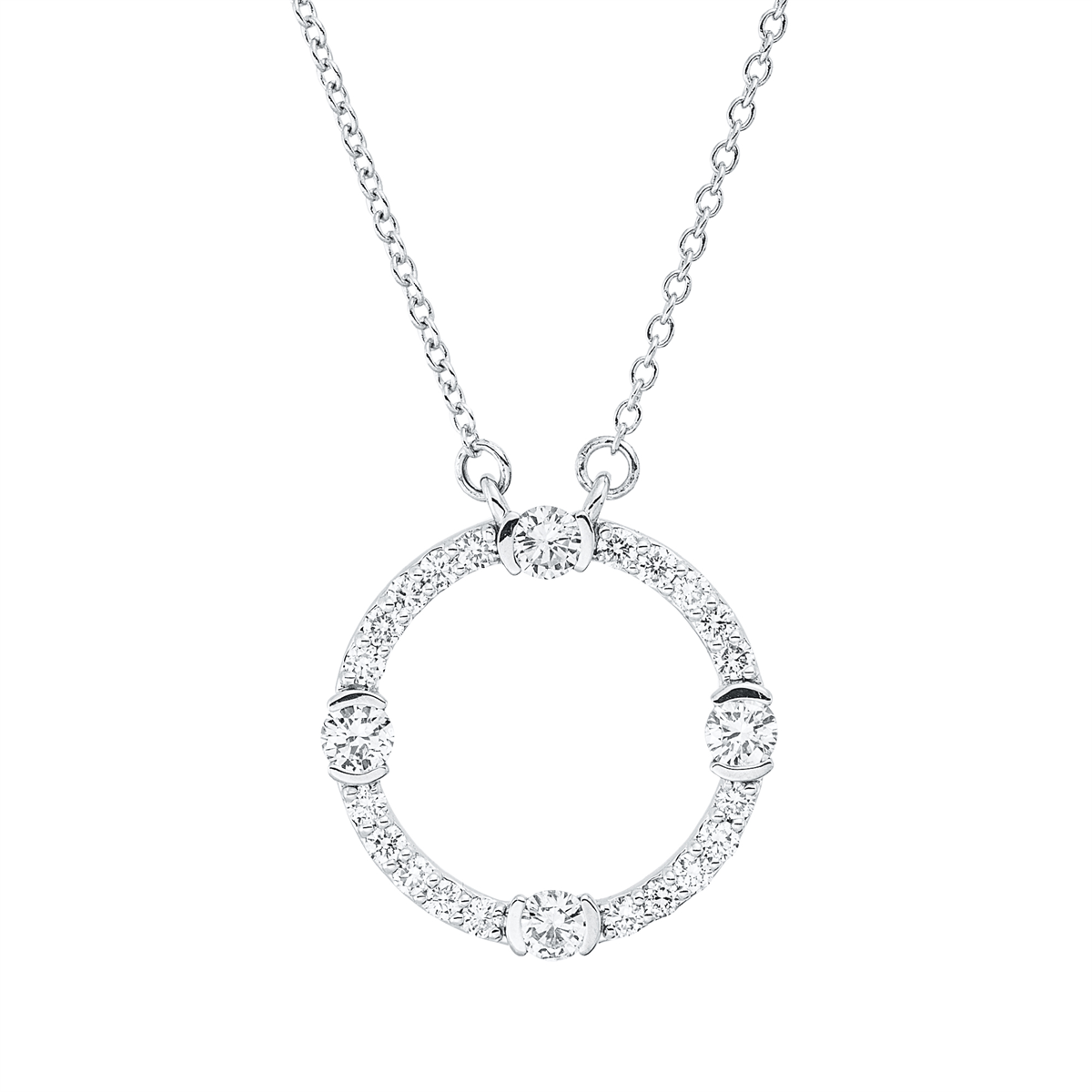 diamond full cut  modern woman necklace in white gold