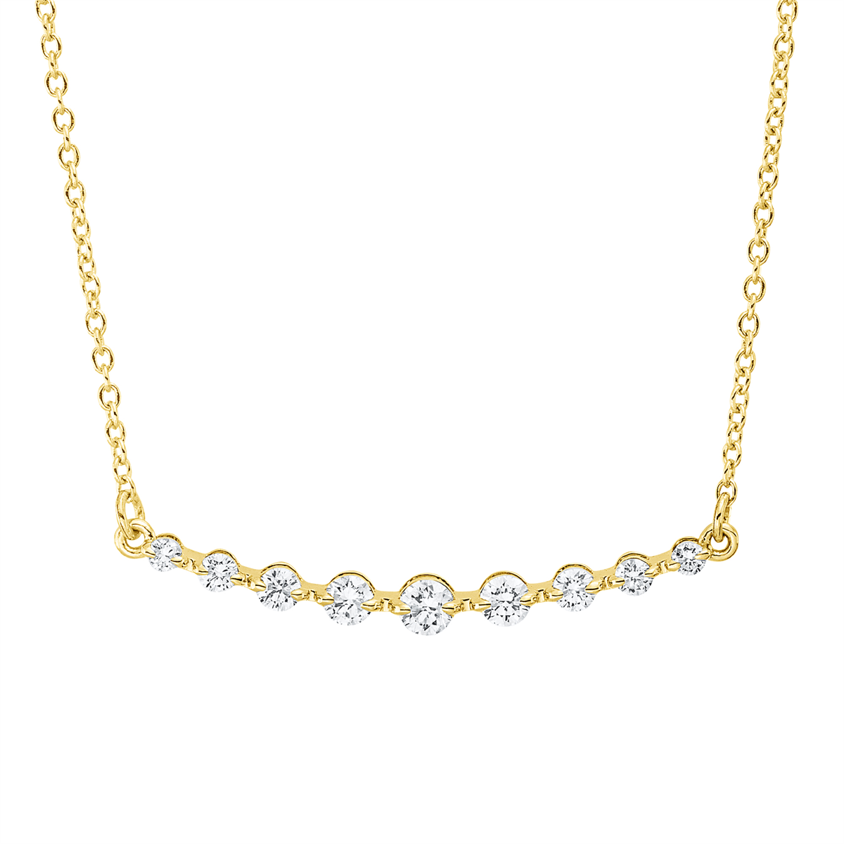 diamond full cut  modern woman necklace in yellow gold