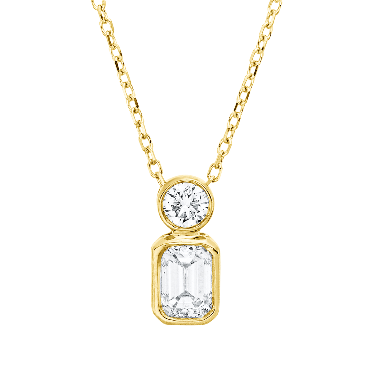 diamond full cut  solitaire with accent stones necklace in yellow gold