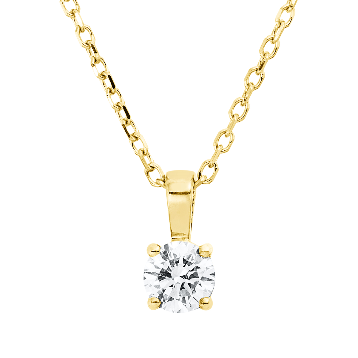 diamond full cut  solitaire necklace in yellow gold