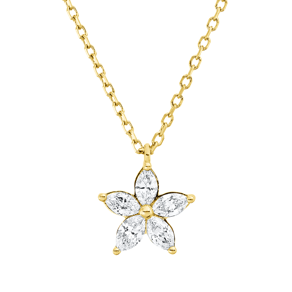 marquise  modern woman necklace in yellow gold