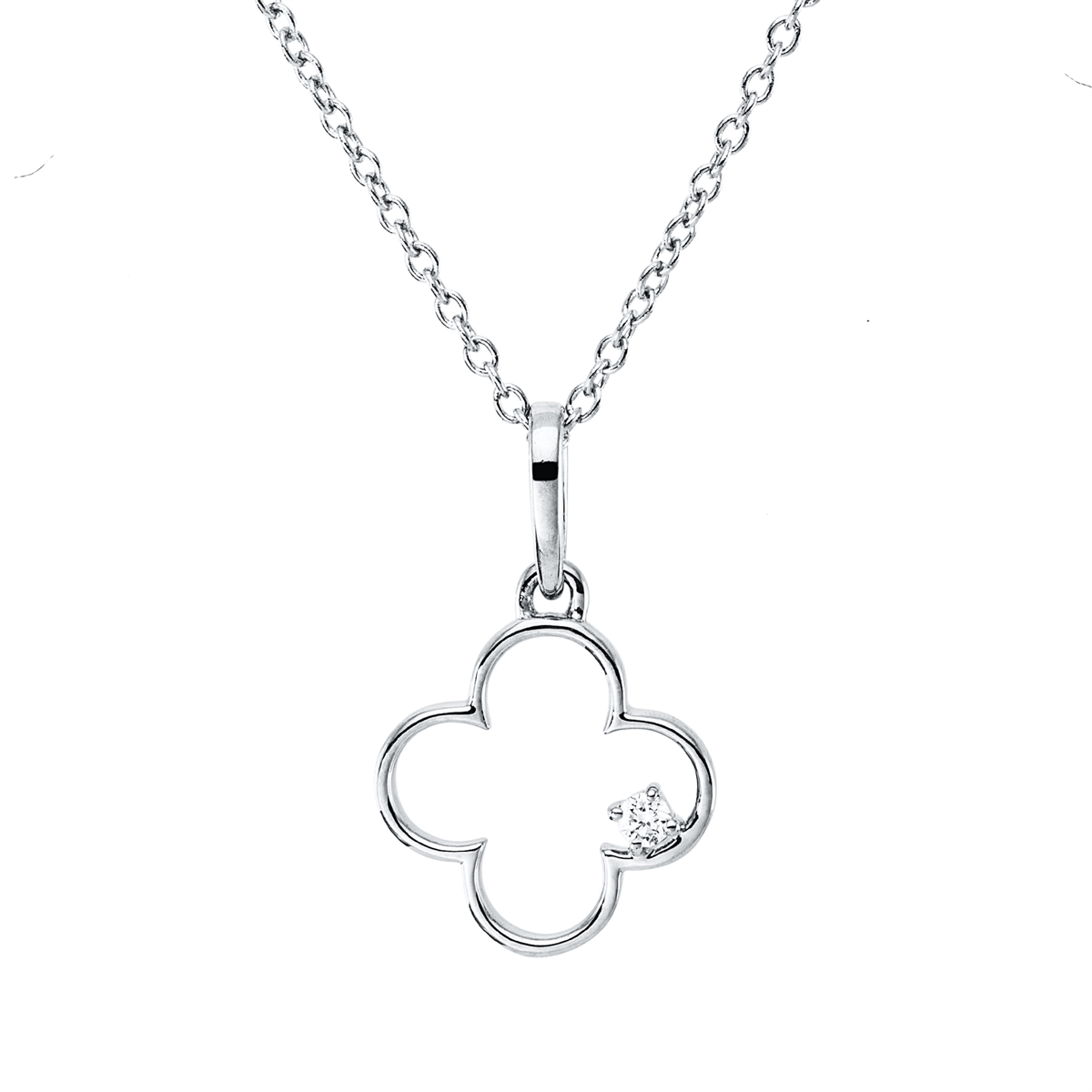 diamond full cut  modern woman necklace in white gold