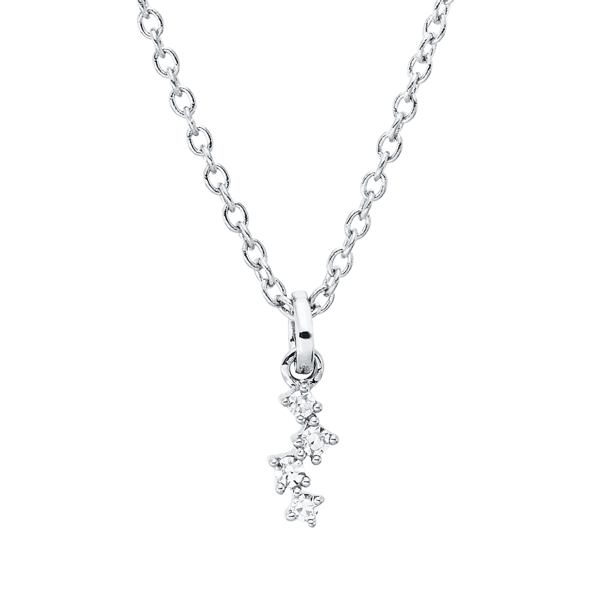 diamond single cut  modern woman necklace in white gold