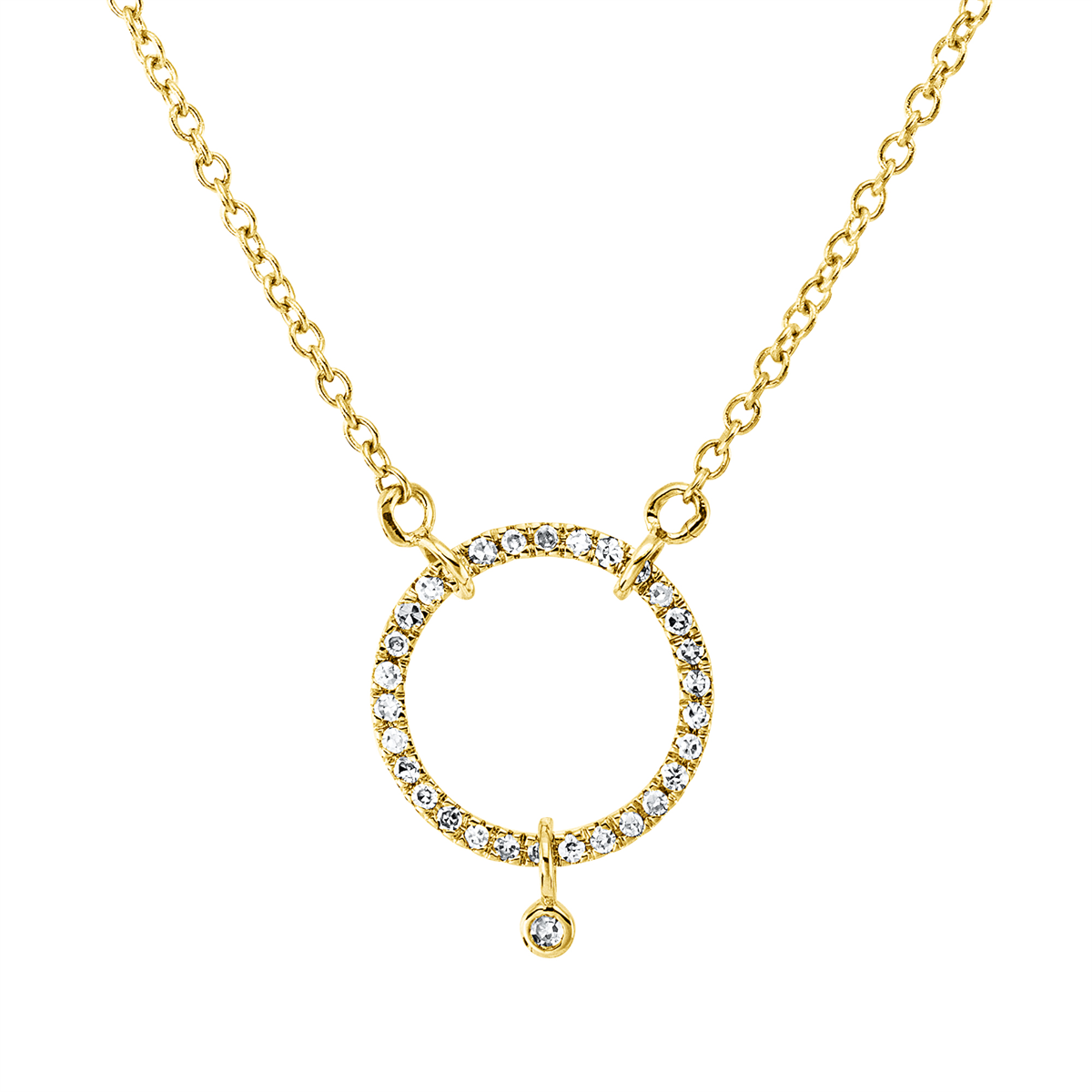 diamond single cut  modern woman necklace in yellow gold