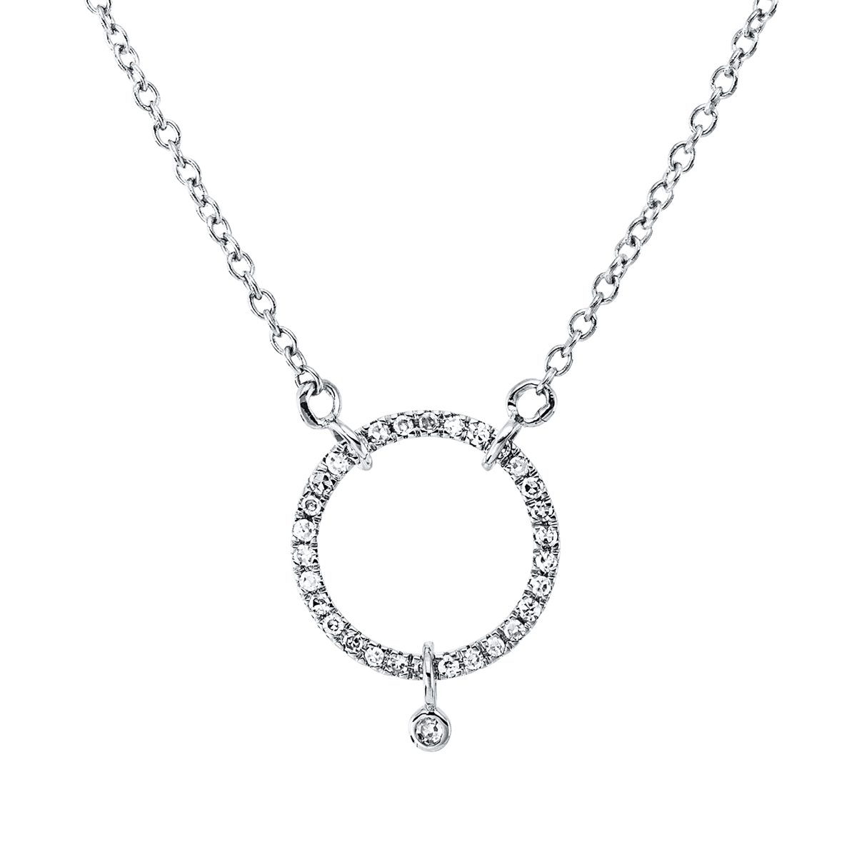 diamond single cut  modern woman necklace in white gold