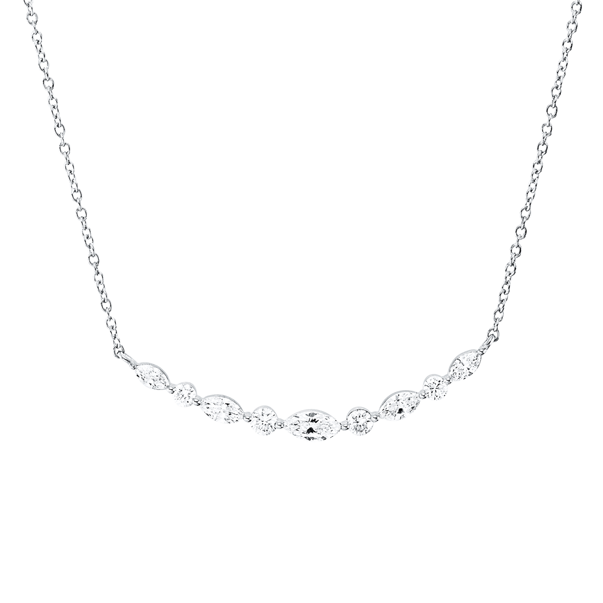 diamond full cut  modern woman necklace in white gold