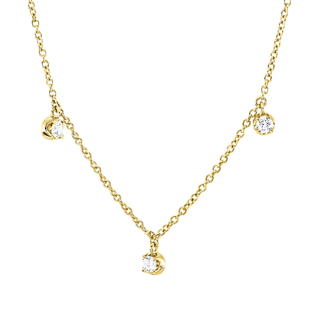 diamond full cut  modern woman necklace in yellow gold