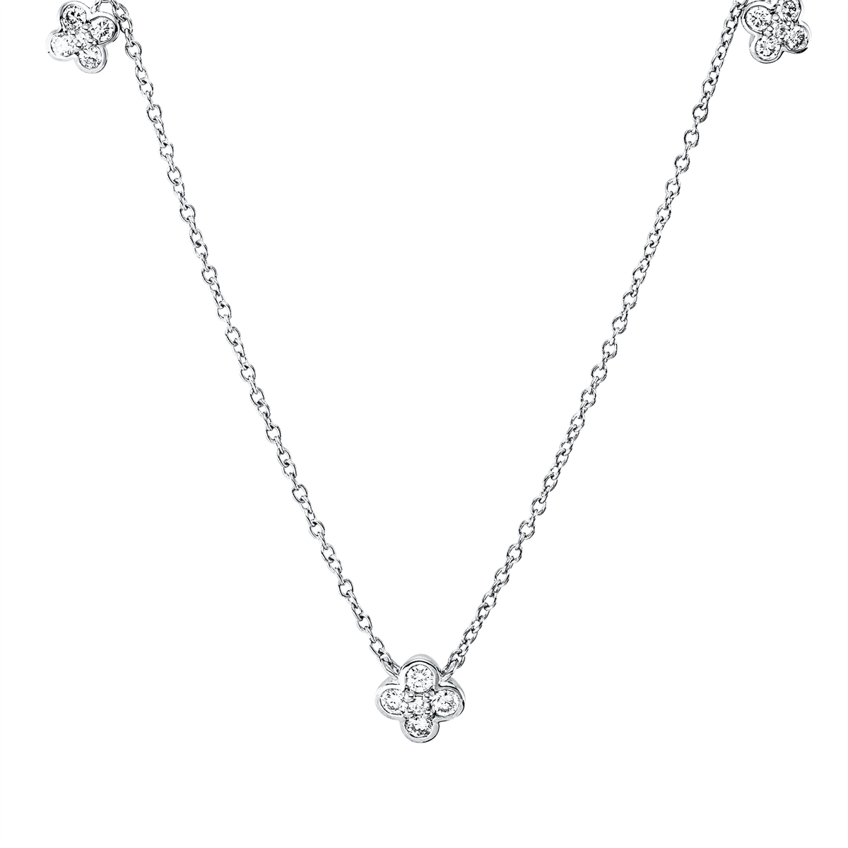 diamond single cut  modern woman necklace in white gold