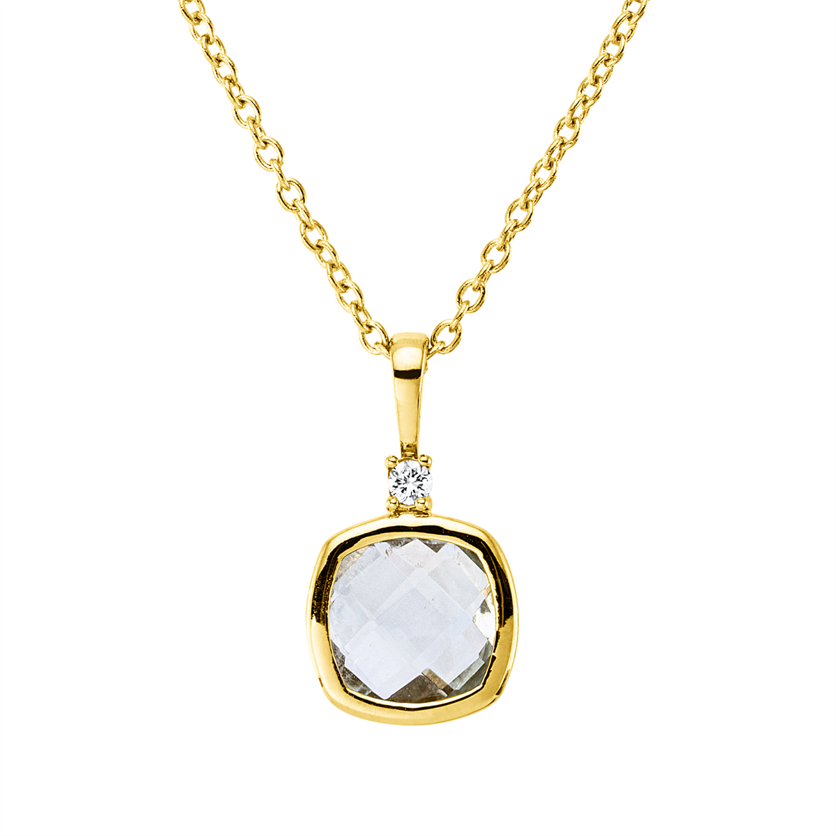 diamond full cut amethyst colored stone fashion necklace in yellow gold