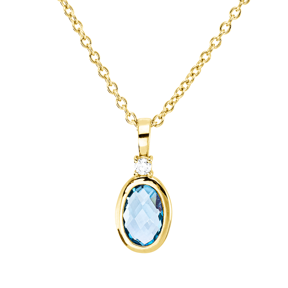 diamond full cut topaz colored stone fashion necklace in yellow gold