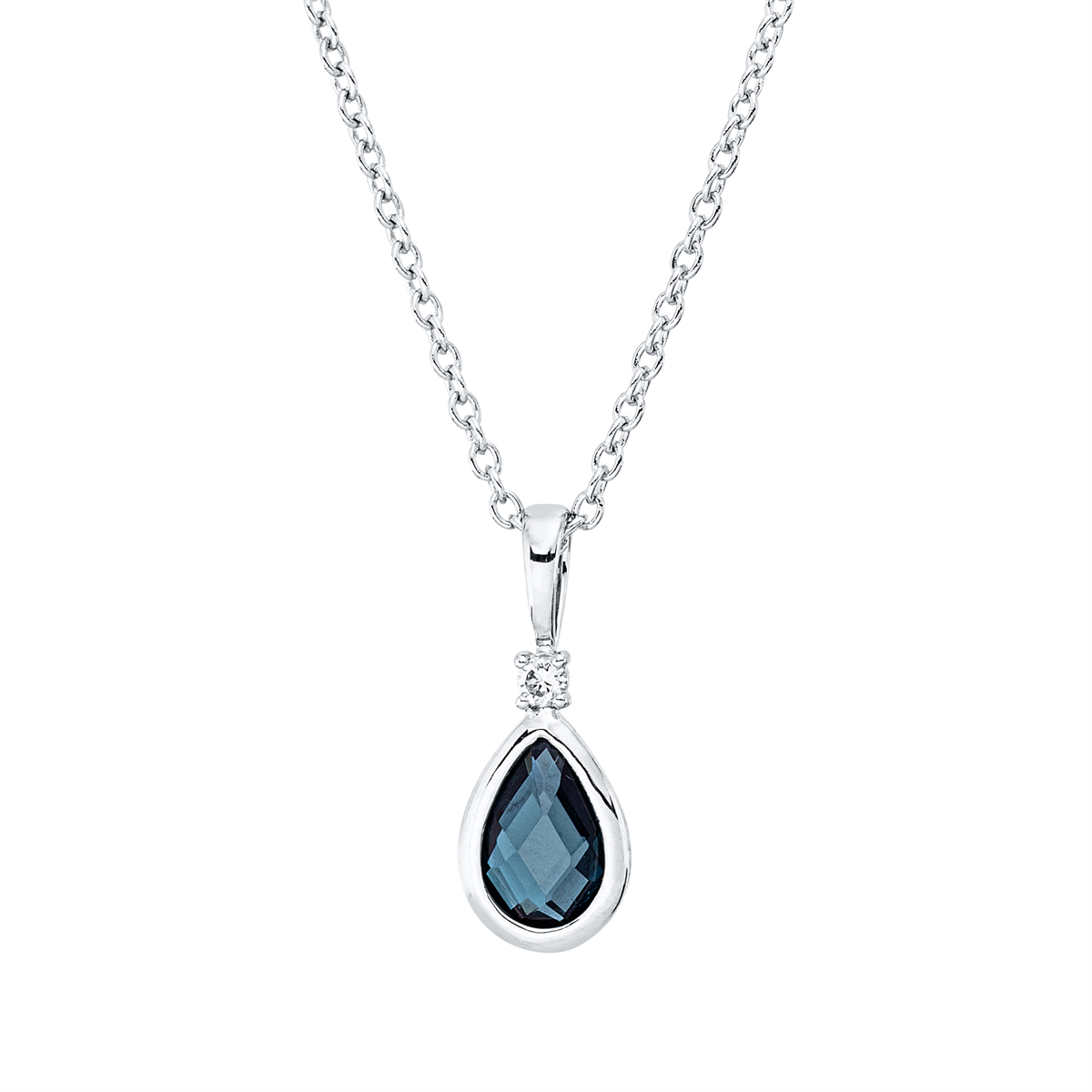 diamond full cut topaz colored stone fashion necklace in white gold