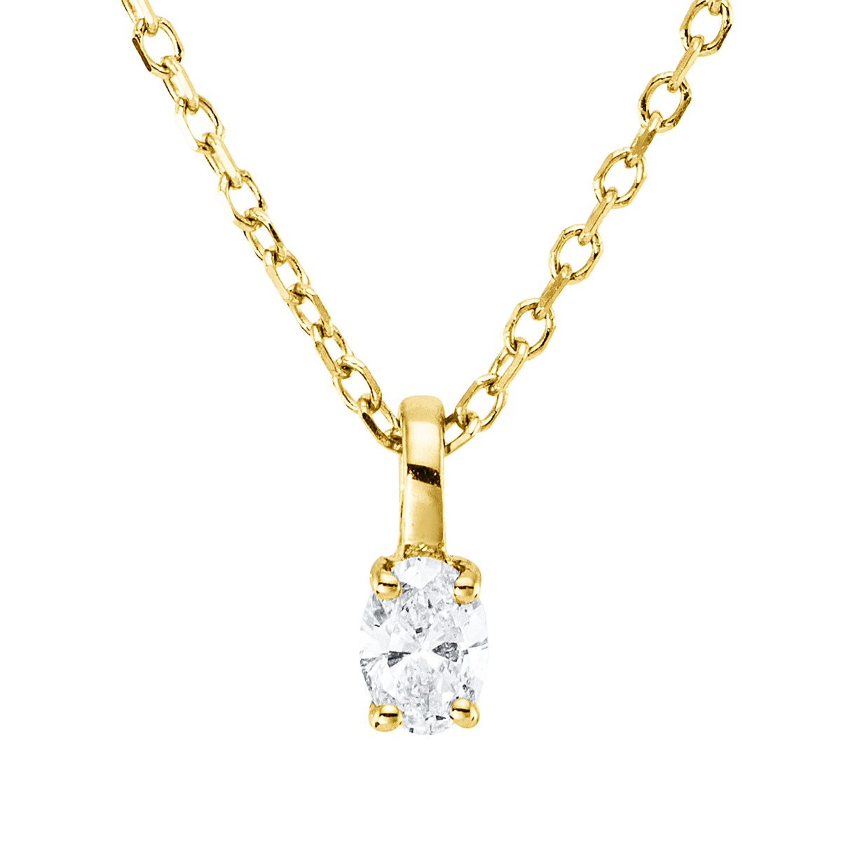 oval  solitaire necklace in yellow gold
