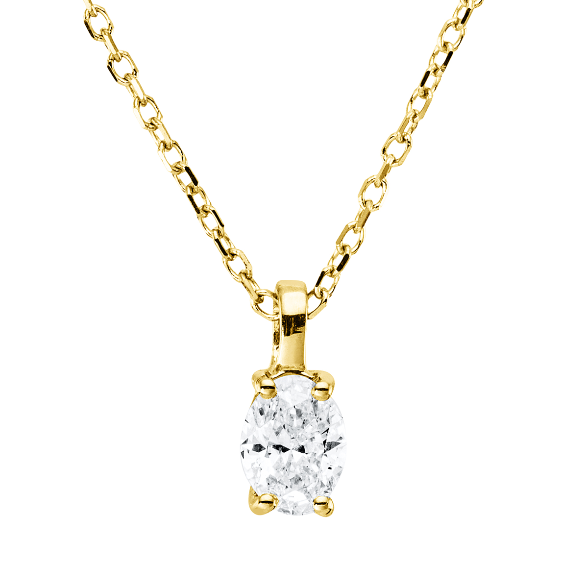oval  solitaire necklace in yellow gold