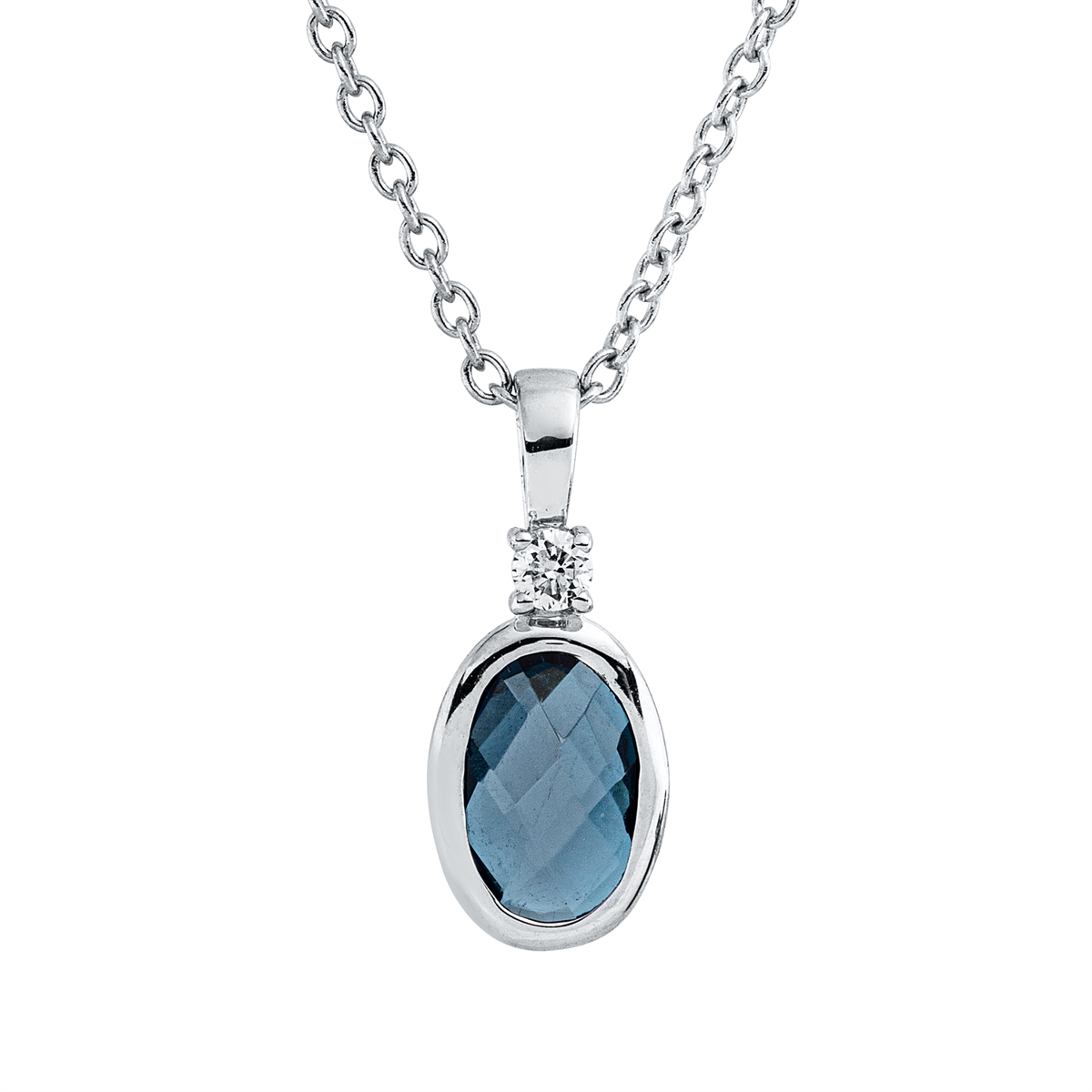 diamond full cut topaz colored stone fashion necklace in white gold