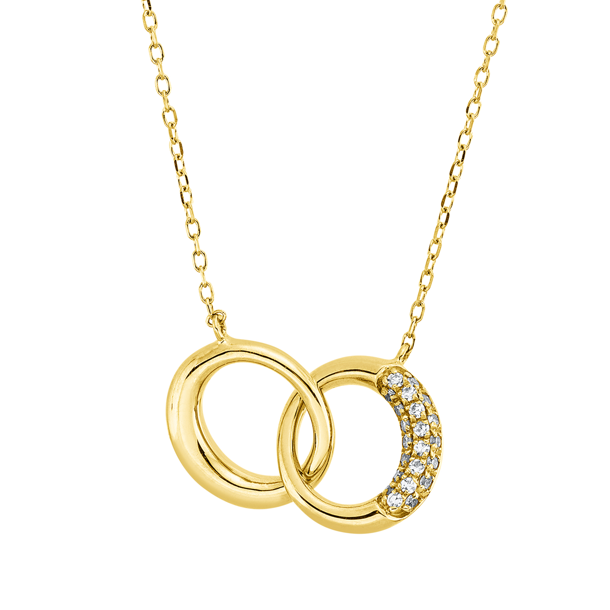 diamond single cut  modern woman necklace in yellow gold
