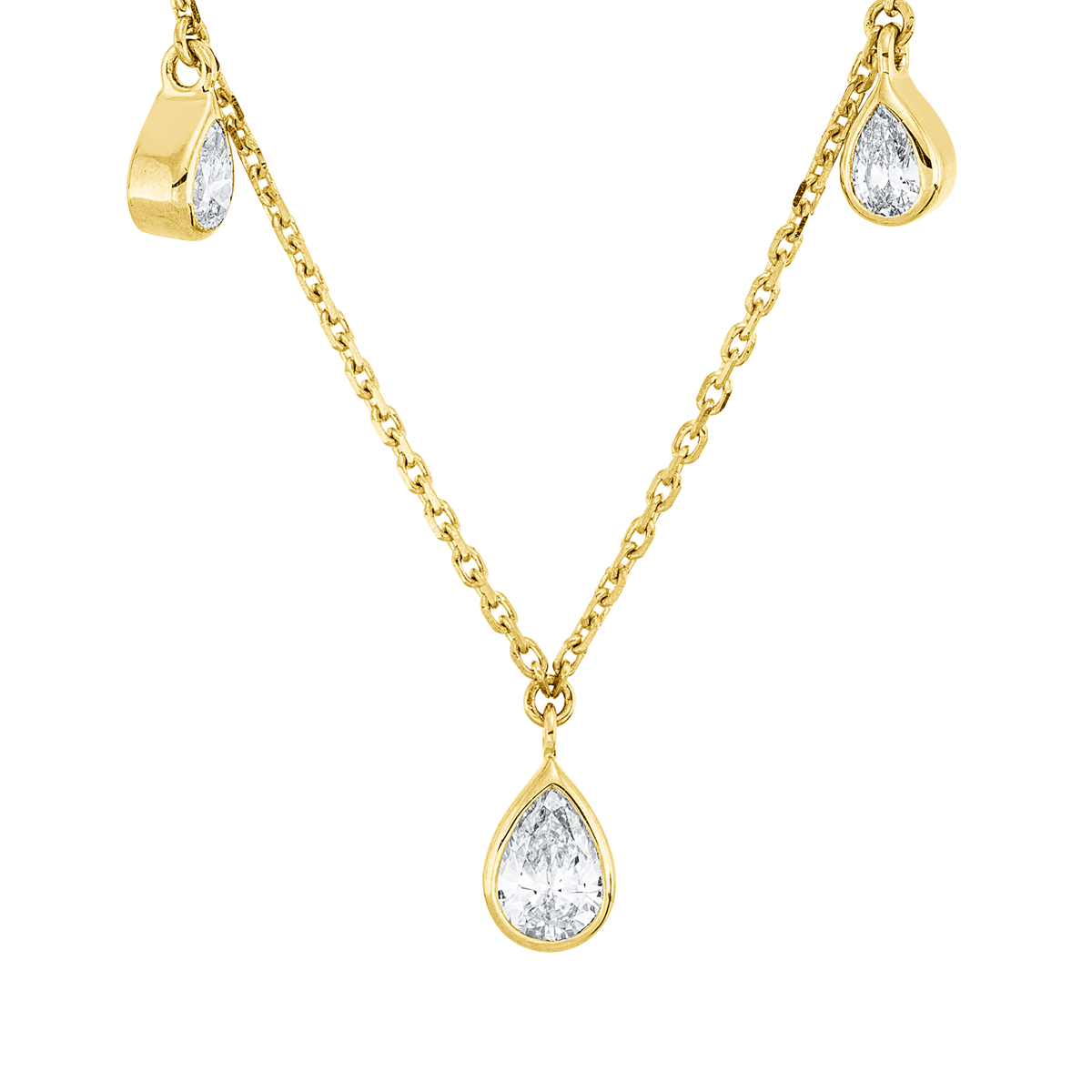 pear shape  multi-stone necklace in yellow gold