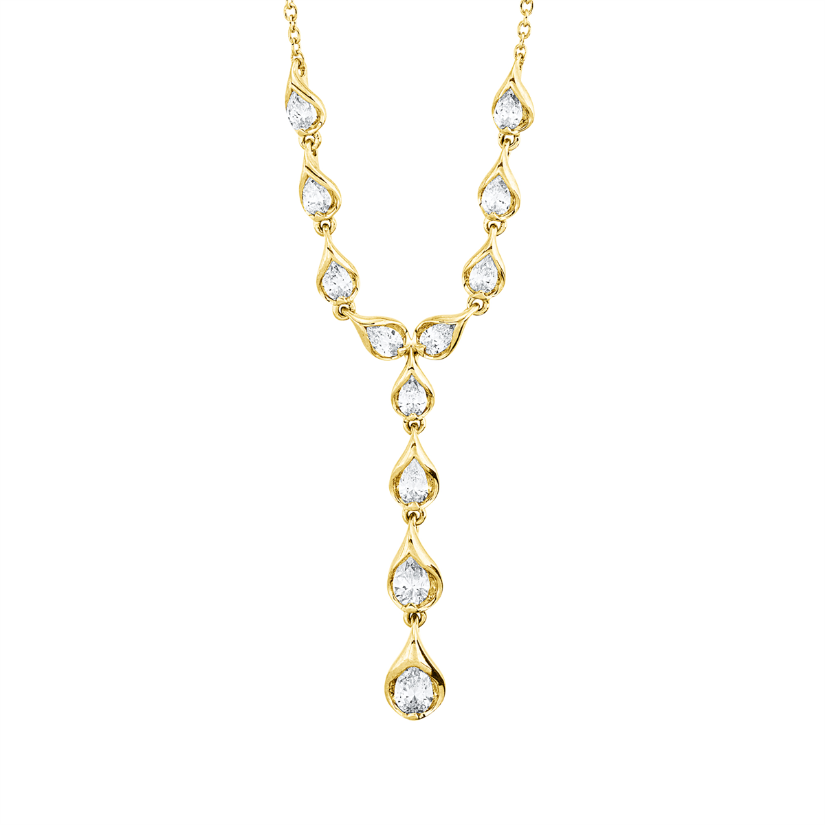 diamond full cut  multi-stone necklace in yellow gold